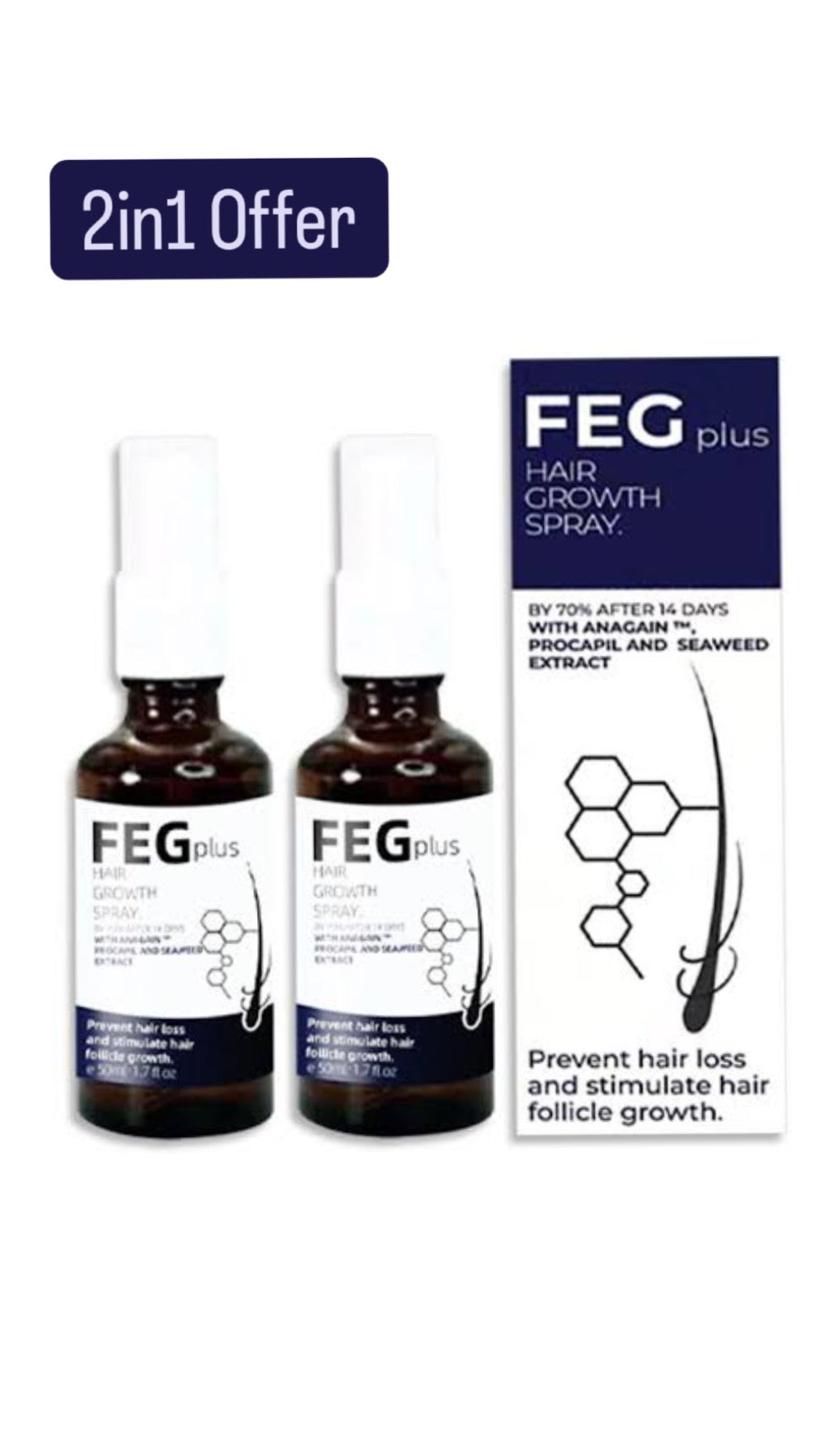 2 FEG PLUS Hair Growth Spray ( Bundle Offer )