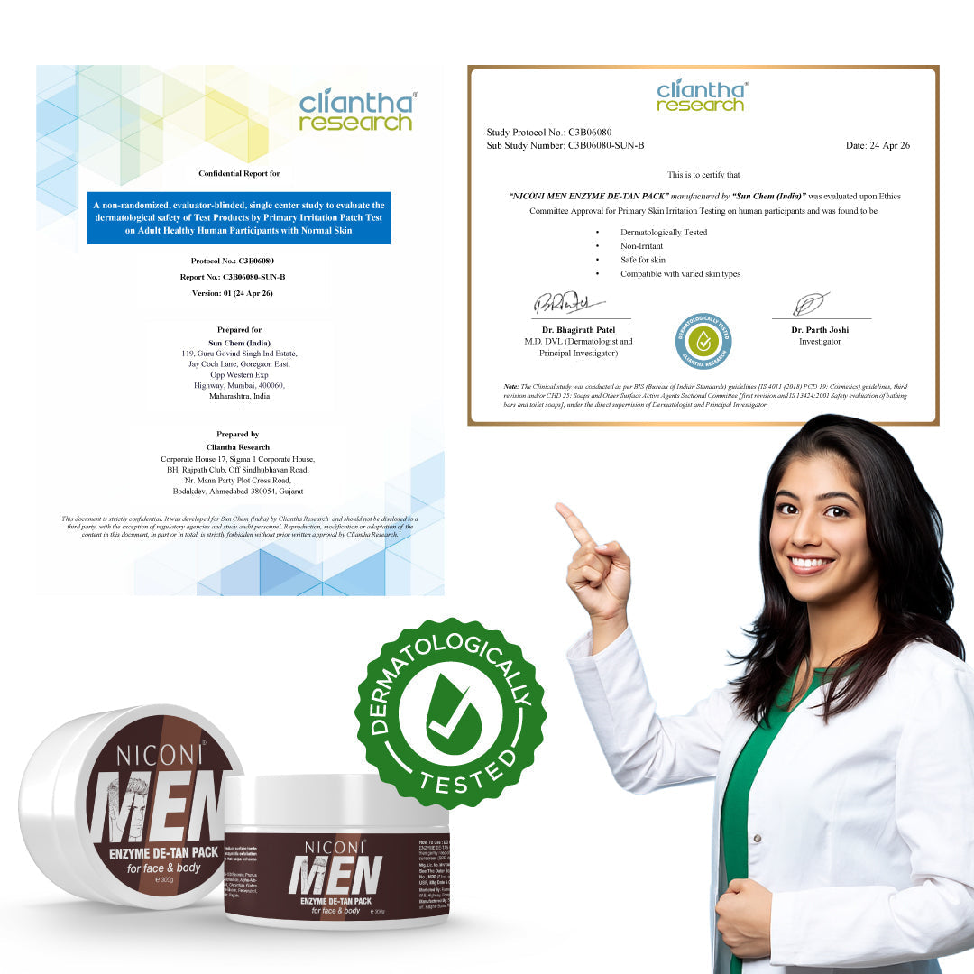 NICONI Men Enzyme De-Tan Pack for Face & Body | Sun Tan Removal |