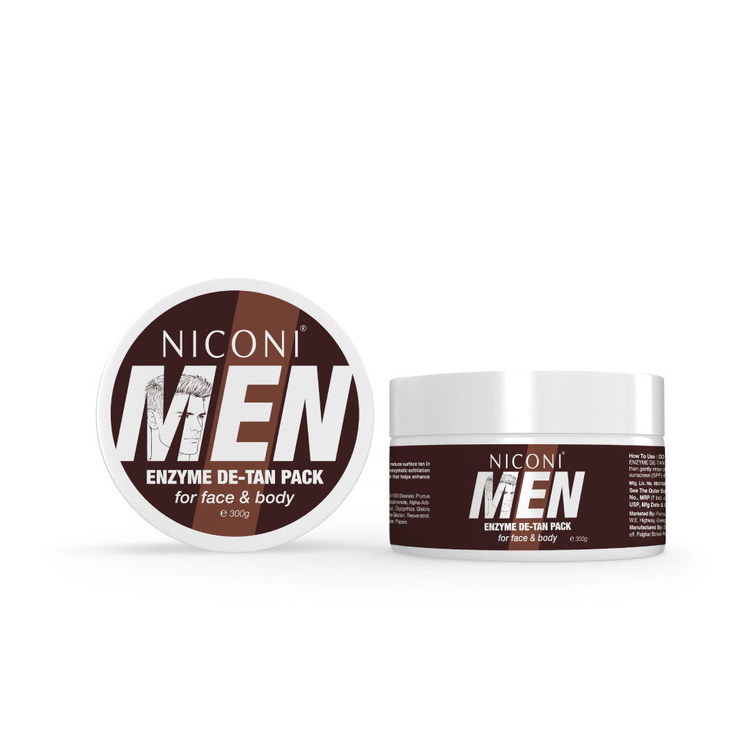 NICONI Men Enzyme De-Tan Pack for Face & Body | Sun Tan Removal |