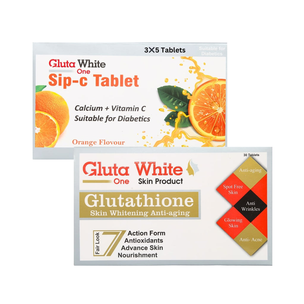 Glutathione Capsule & Gluta White Sip C for Skin Brightening (15 Days)